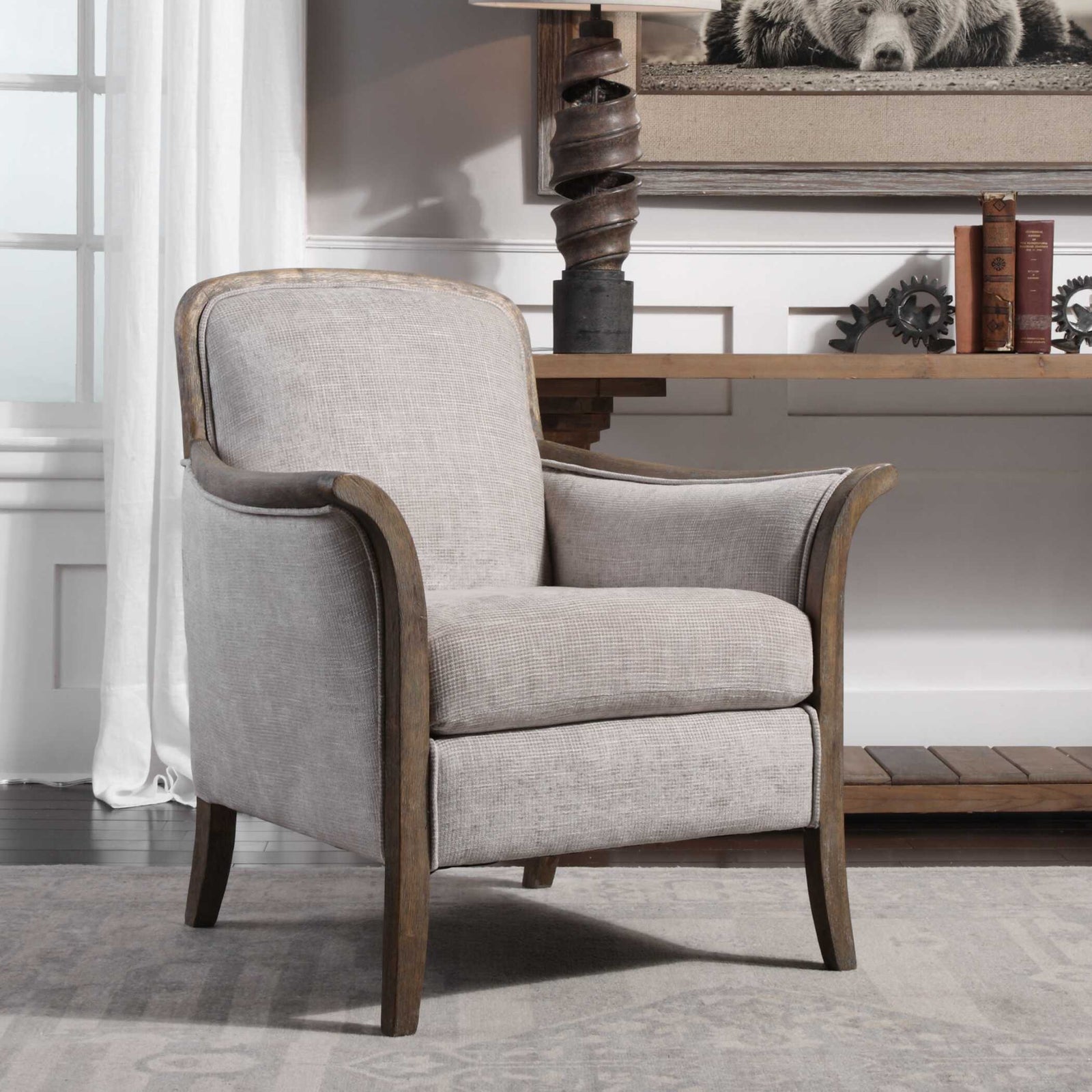 American Home Furniture Uttermost Brittoney Taupe Armchair
