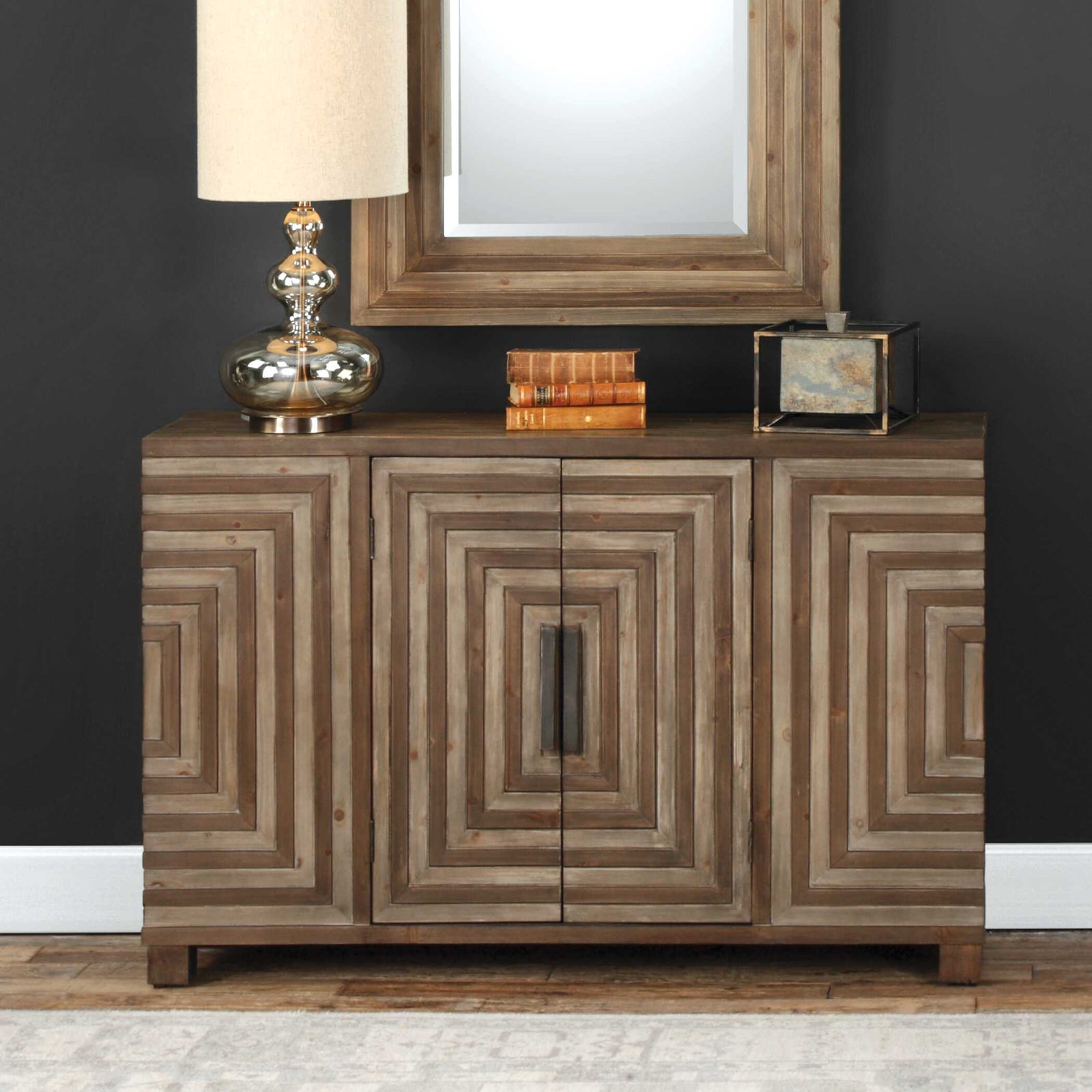 American Home Furniture Uttermost Layton Geometric Console Cabinet