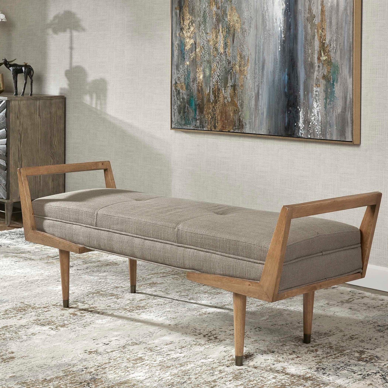 American Home Furniture Uttermost Waylon Mid-Century Modern Bench