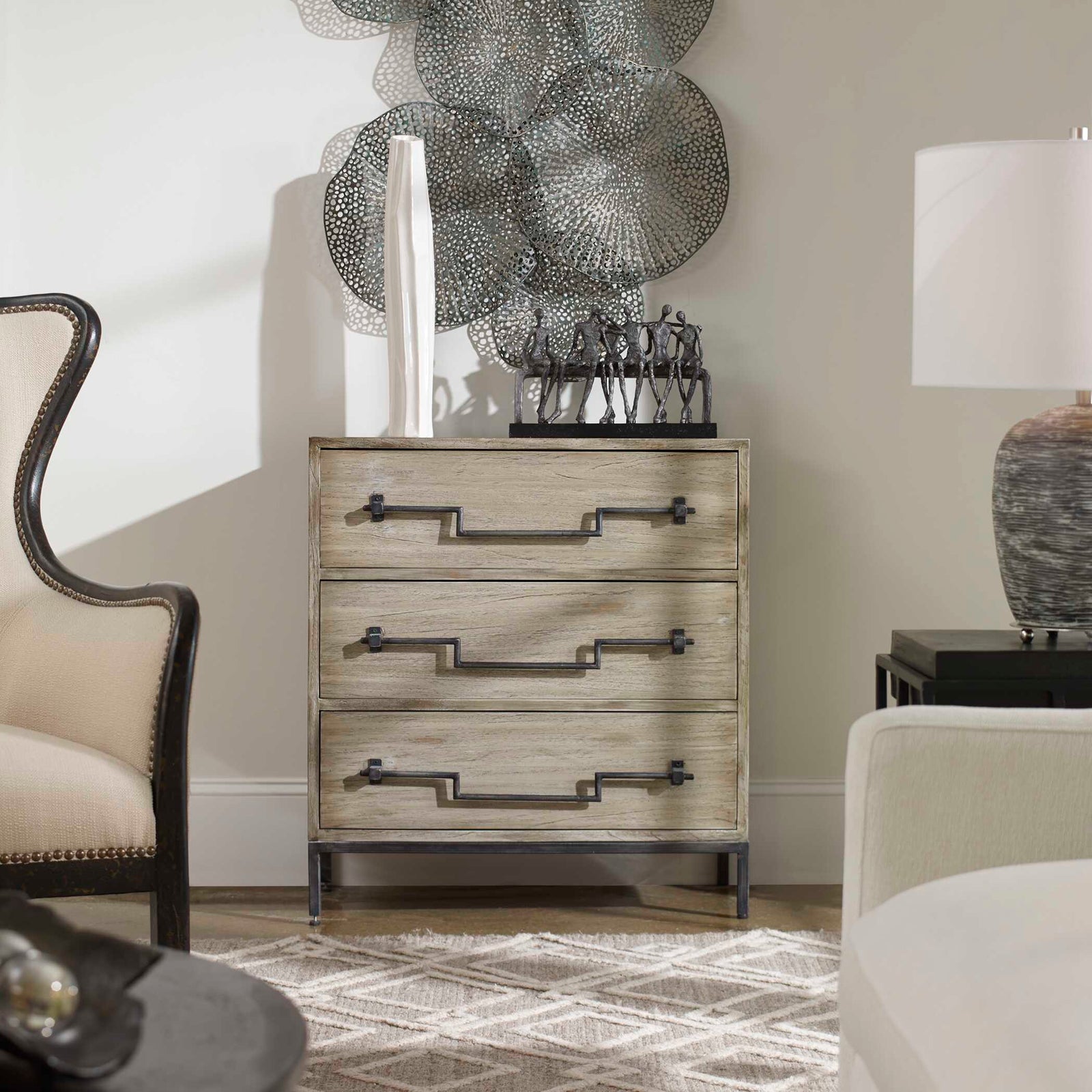 American Home Furniture Uttermost Jory Aged Ivory Accent Drawers