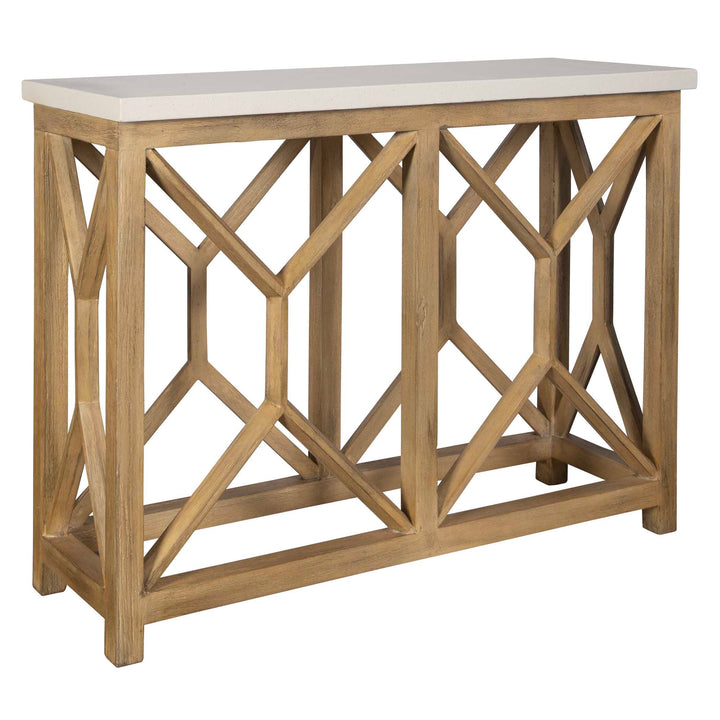 American Home Furniture Uttermost Catali Ivory Stone Console Table