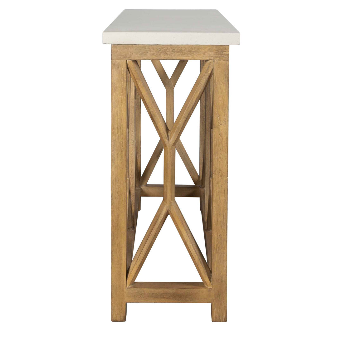 American Home Furniture Uttermost Catali Ivory Stone Console Table