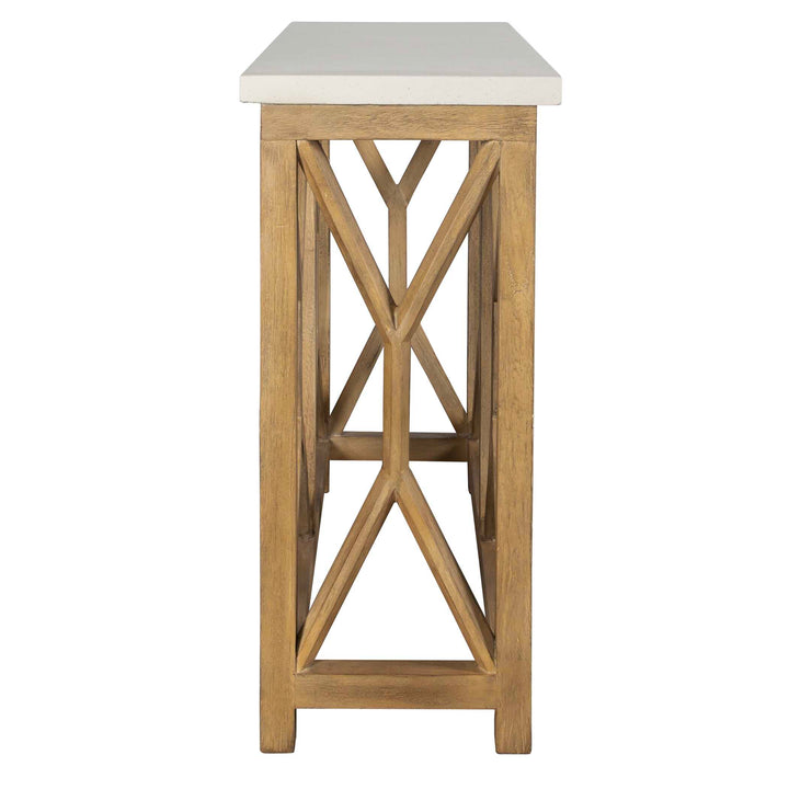 American Home Furniture Uttermost Catali Ivory Stone Console Table