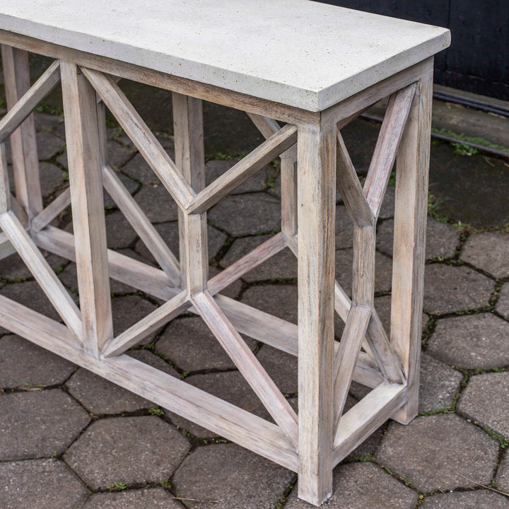 American Home Furniture Uttermost Catali Ivory Stone Console Table