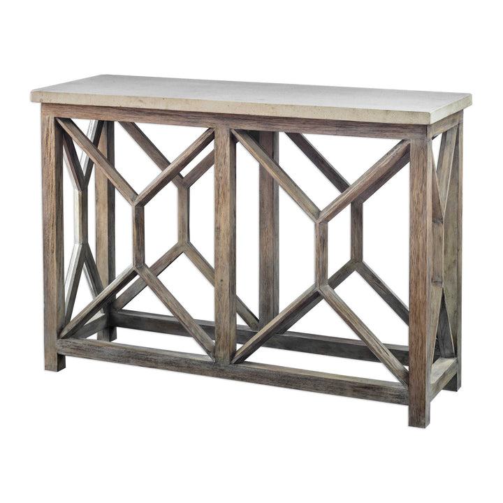 American Home Furniture Uttermost Catali Ivory Stone Console Table