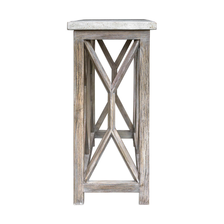American Home Furniture Uttermost Catali Ivory Stone Console Table
