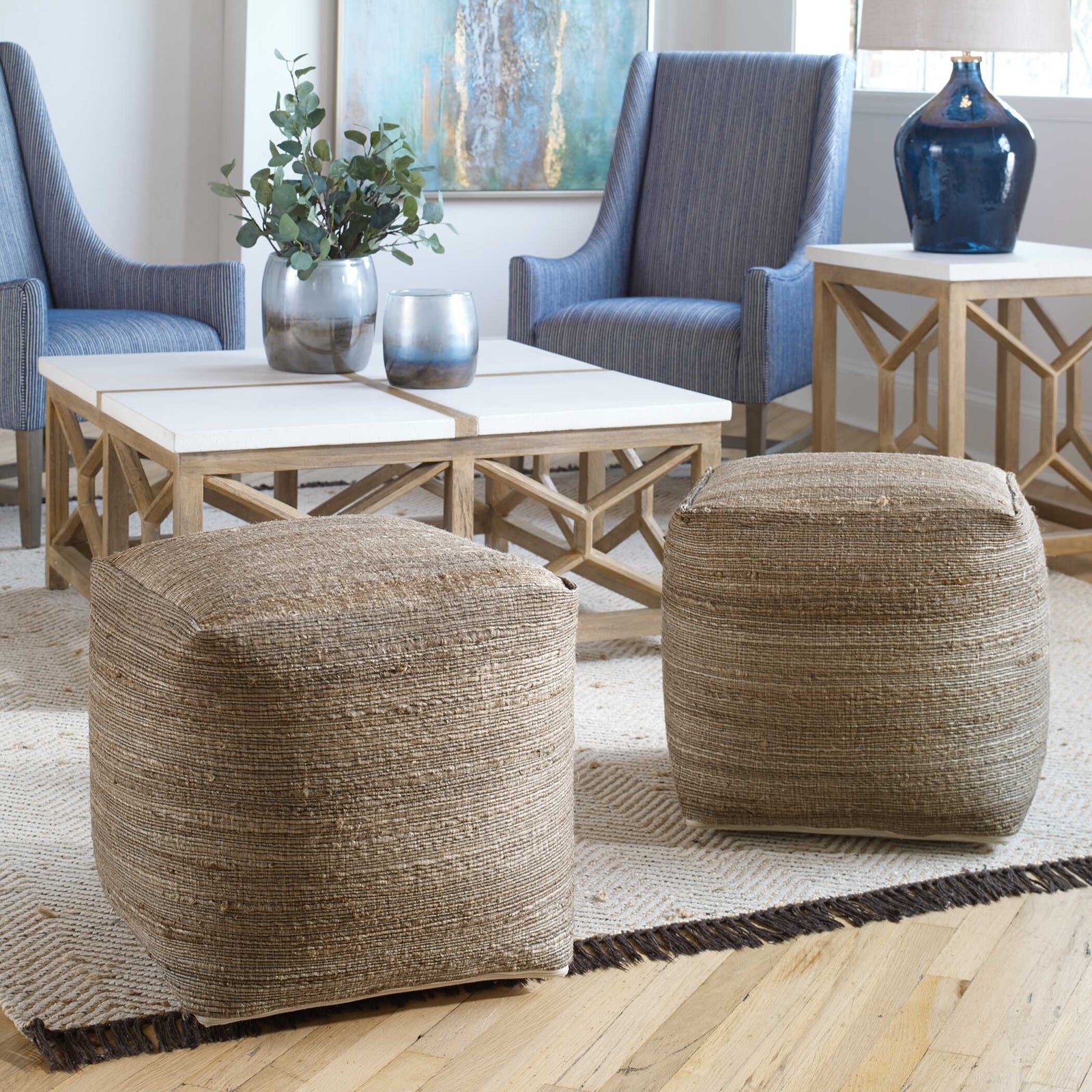 American Home Furniture Uttermost Shiro Beige Pouf