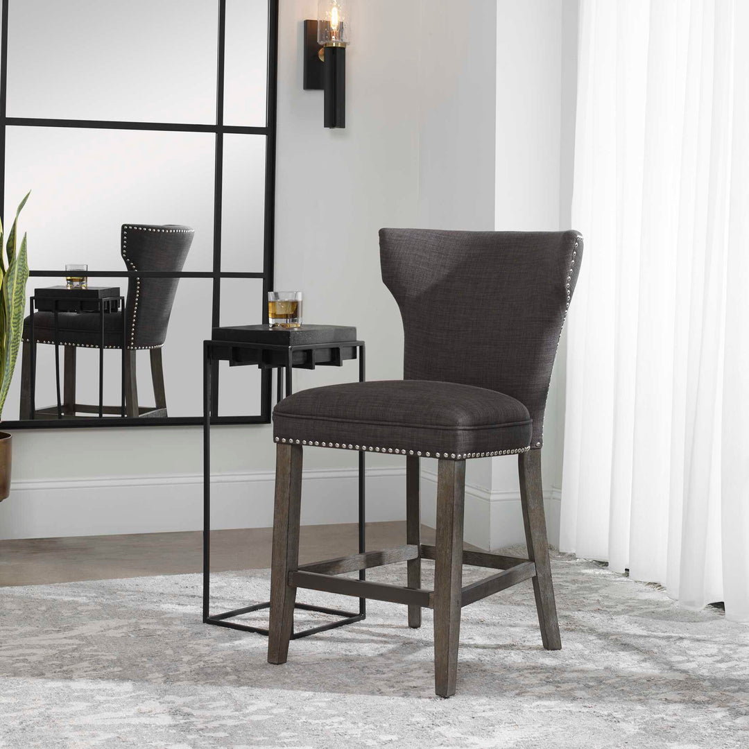 American Home Furniture Uttermost Arnaud Charcoal Counter Stool