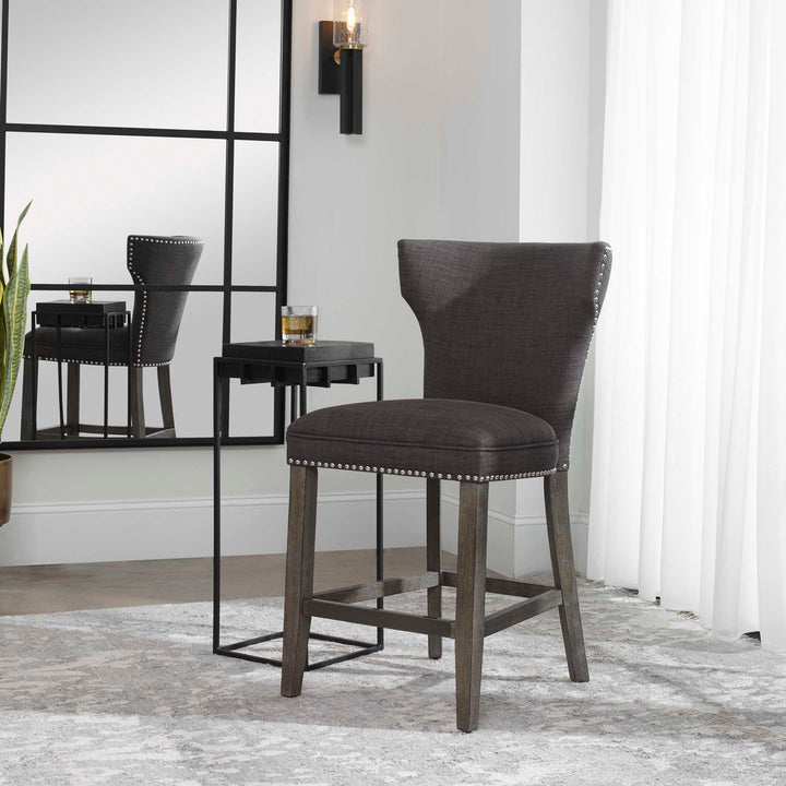 American Home Furniture Uttermost Arnaud Charcoal Counter Stool