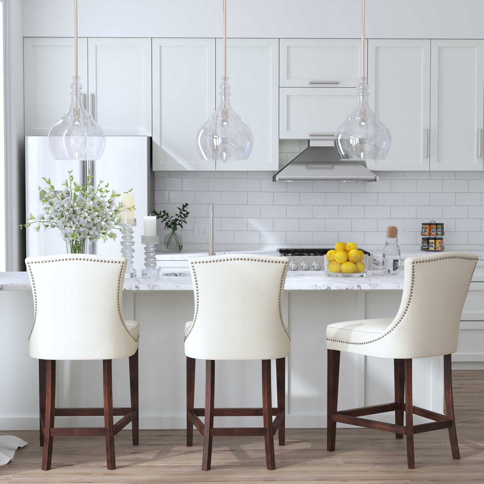 American Home Furniture Uttermost Dariela White Counter Stool
