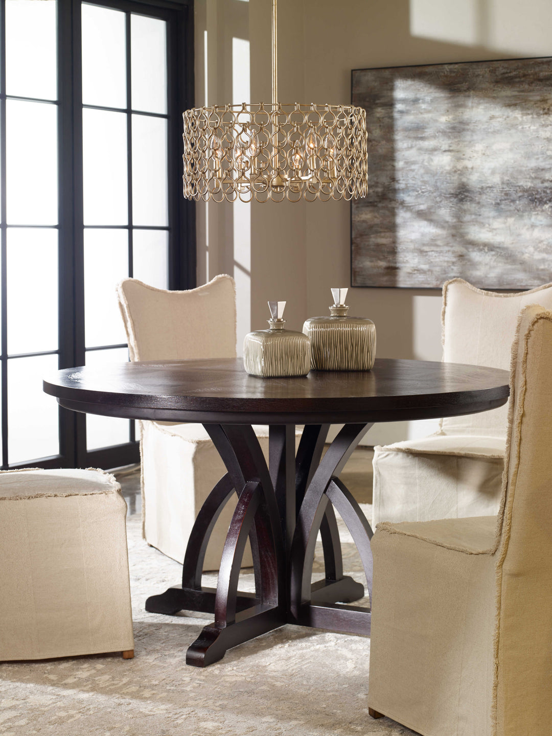 American Home Furniture Uttermost Maiva Round Black Dining Table