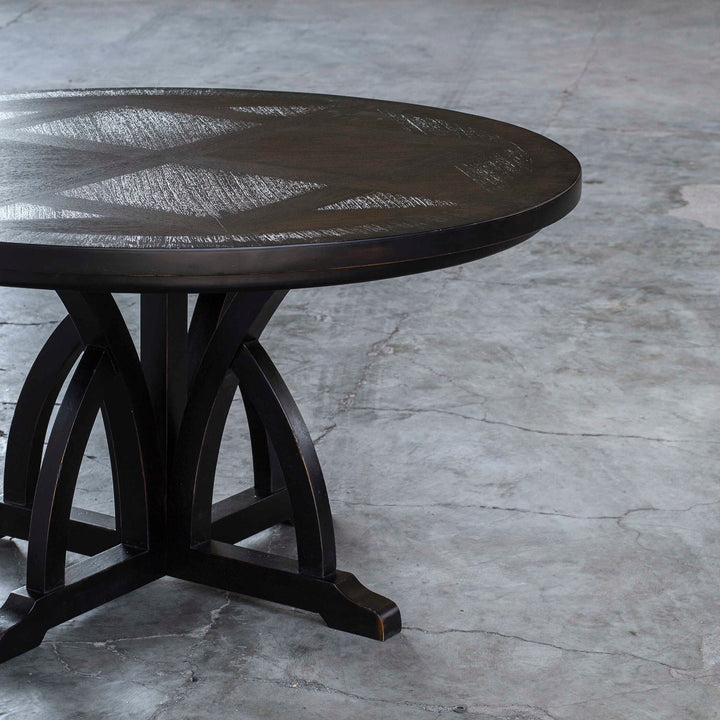 American Home Furniture Uttermost Maiva Round Black Dining Table