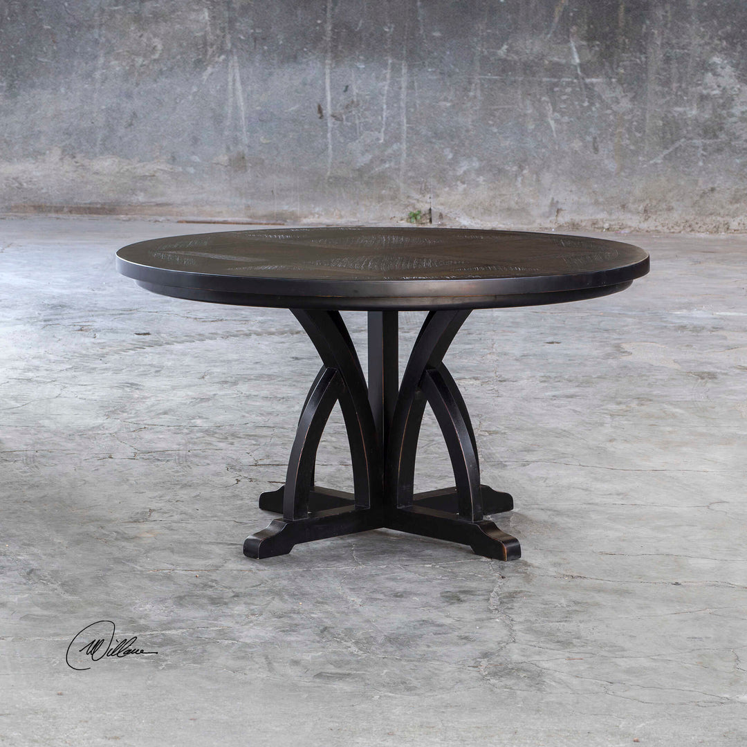 American Home Furniture Uttermost Maiva Round Black Dining Table