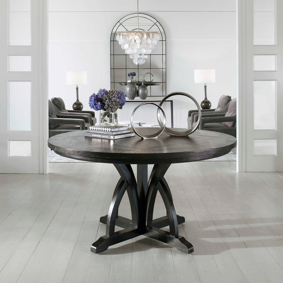 American Home Furniture Uttermost Maiva Round Black Dining Table