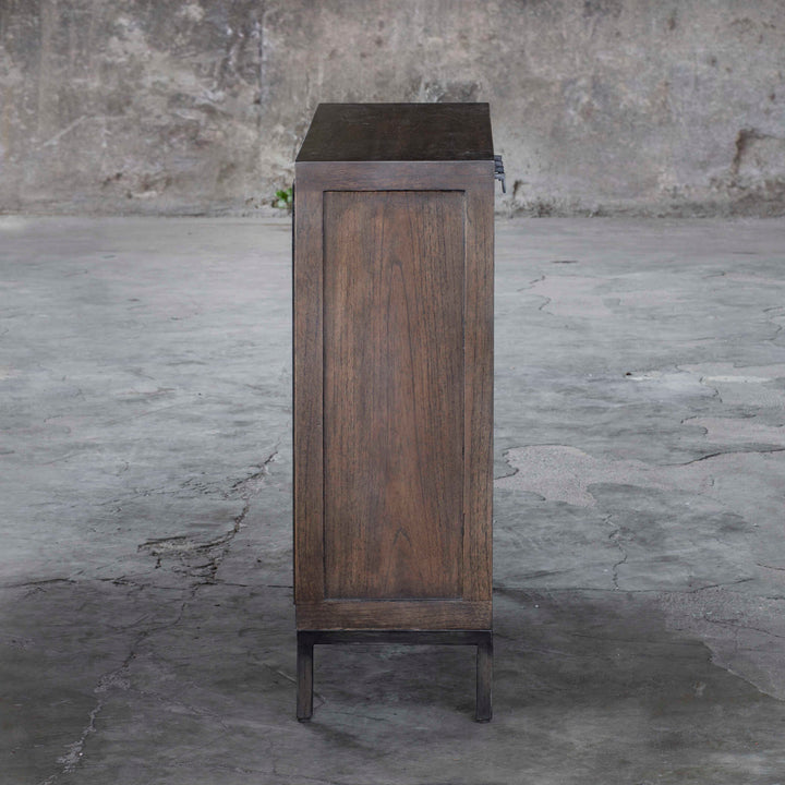American Home Furniture Uttermost Nadie Light Walnut Console Cabinet