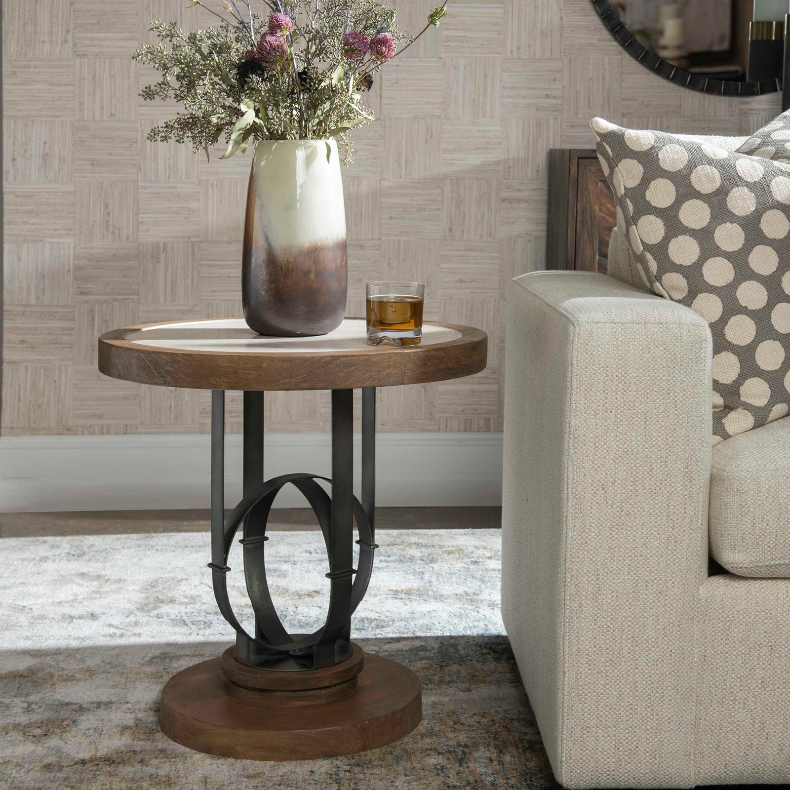 American Home Furniture Uttermost Sydney Light Oak Side Table