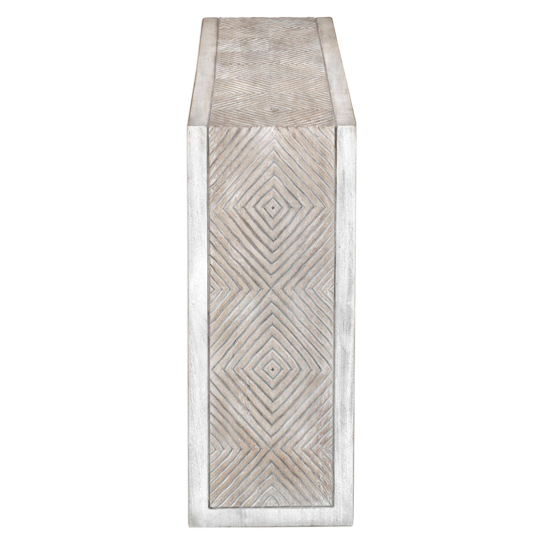 American Home Furniture Uttermost Genara Bone White Carved Console Table