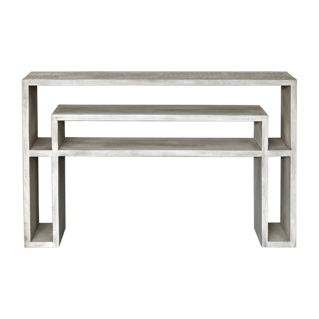 American Home Furniture Uttermost Genara Bone White Carved Console Table