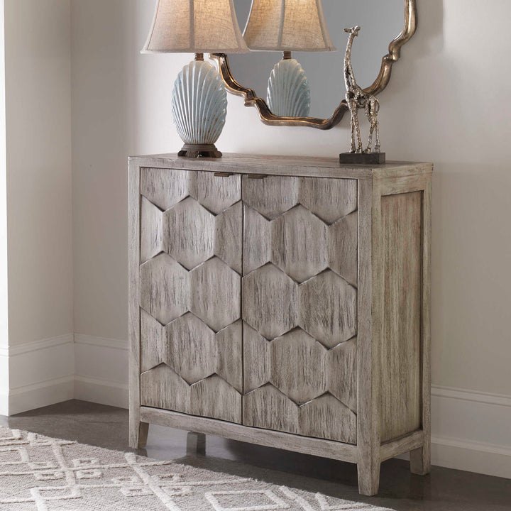 American Home Furniture Uttermost Catori Smoked Ivory Console Cabinet