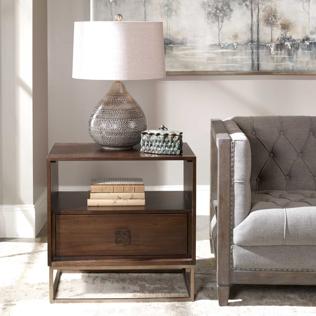 American Home Furniture Uttermost Bexley Walnut Side Table