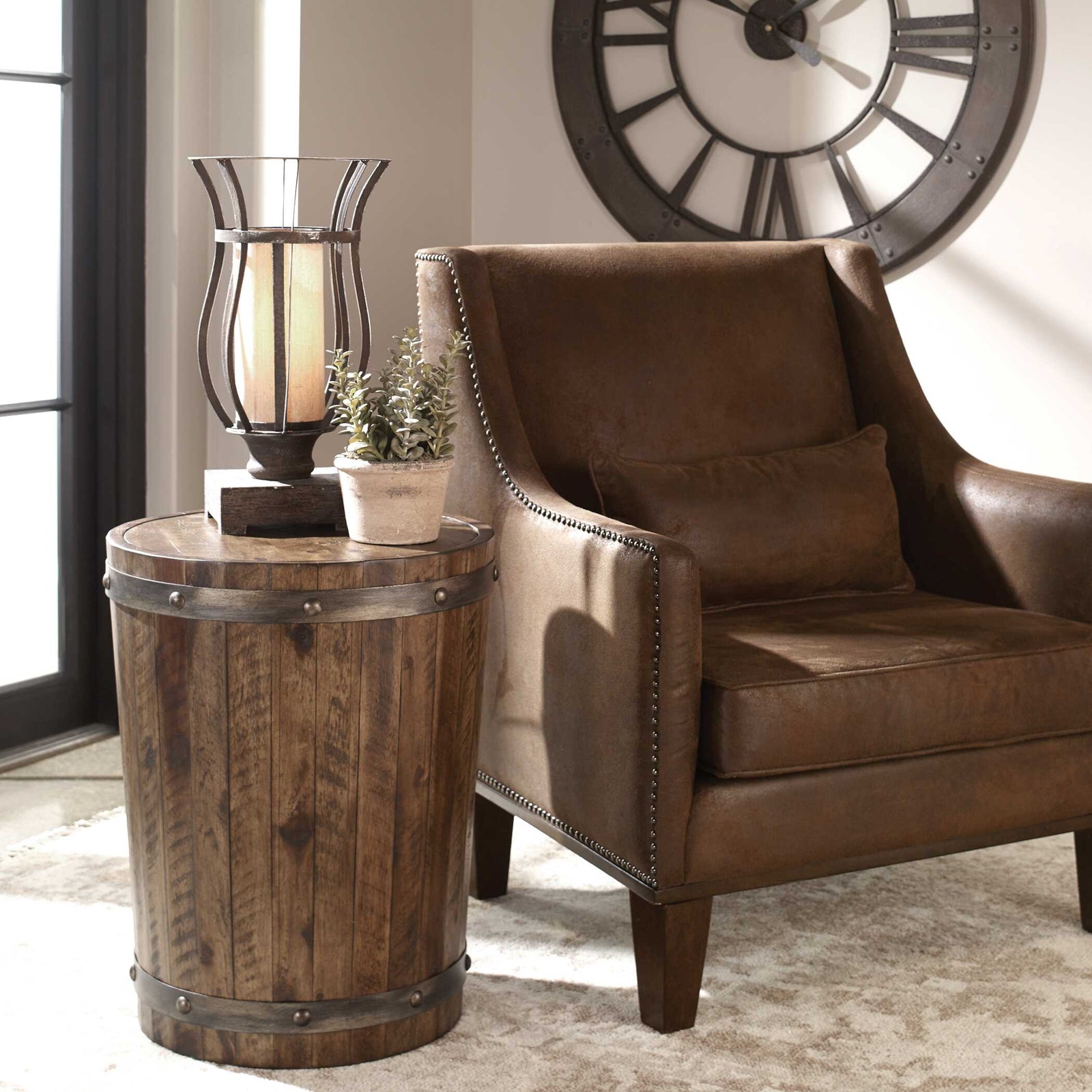 American Home Furniture Uttermost Ceylon Wine Barrel Side Table