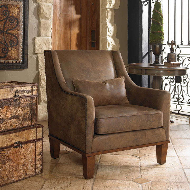 American Home Furniture Uttermost Clay Leather Armchair