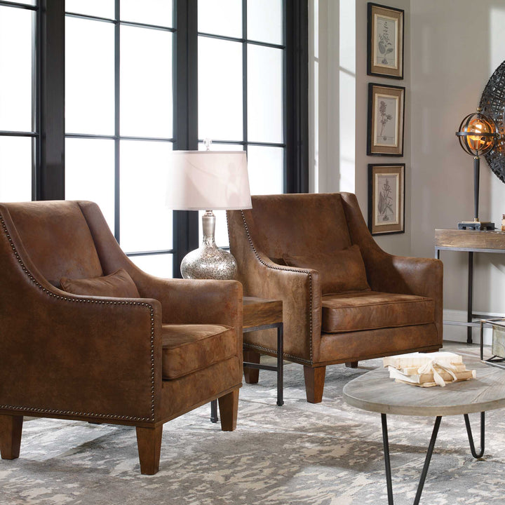 American Home Furniture Uttermost Clay Leather Armchair