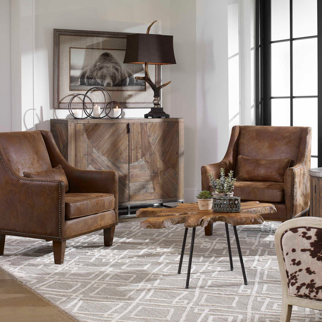 American Home Furniture Uttermost Clay Leather Armchair