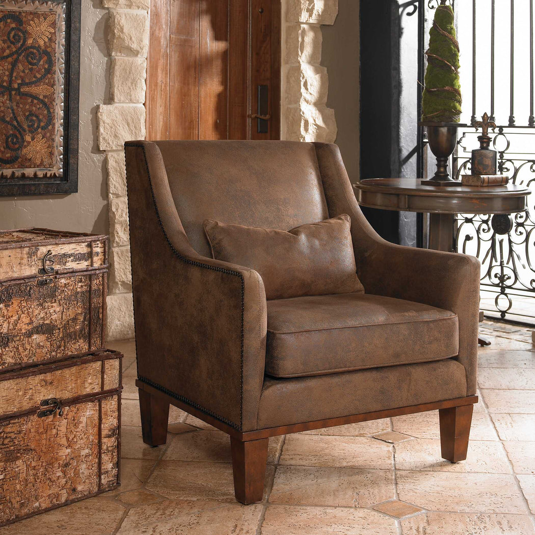 American Home Furniture Uttermost Clay Leather Armchair