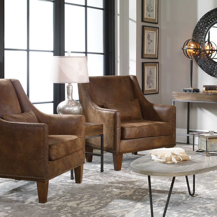 American Home Furniture Uttermost Clay Leather Armchair