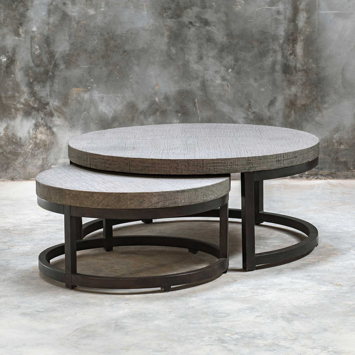 American Home Furniture Uttermost Aiyara Gray Nesting Tables, S/2
