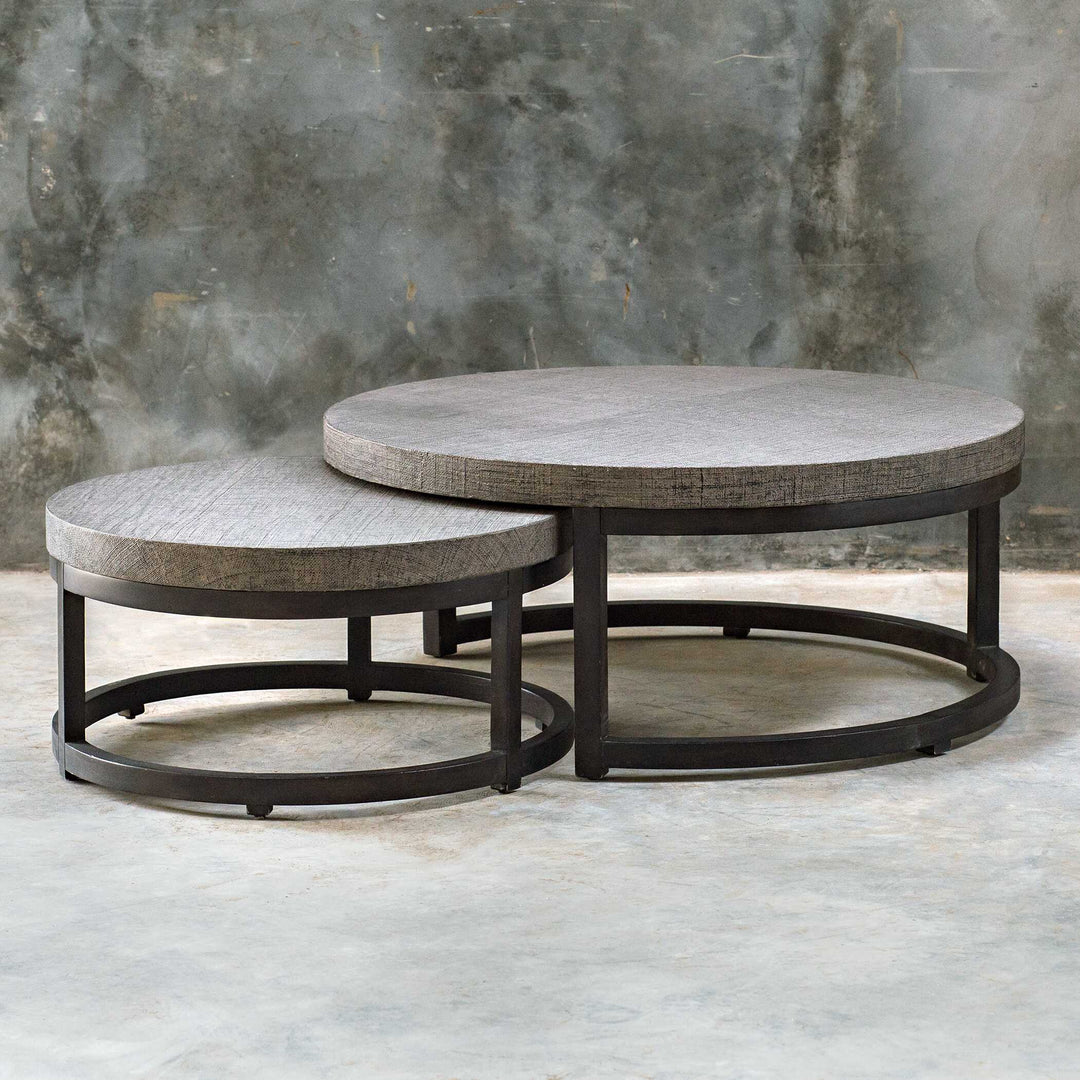 American Home Furniture Uttermost Aiyara Gray Nesting Tables, S/2