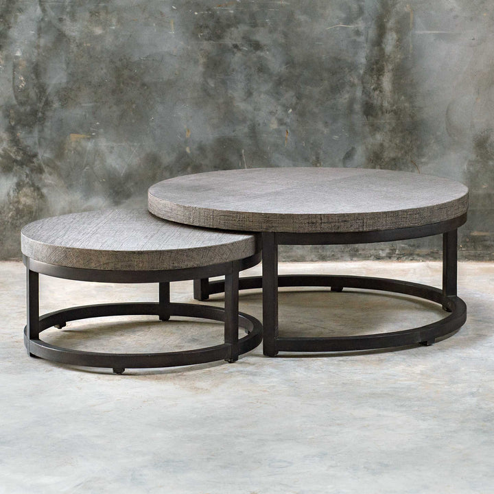 American Home Furniture Uttermost Aiyara Gray Nesting Tables, S/2