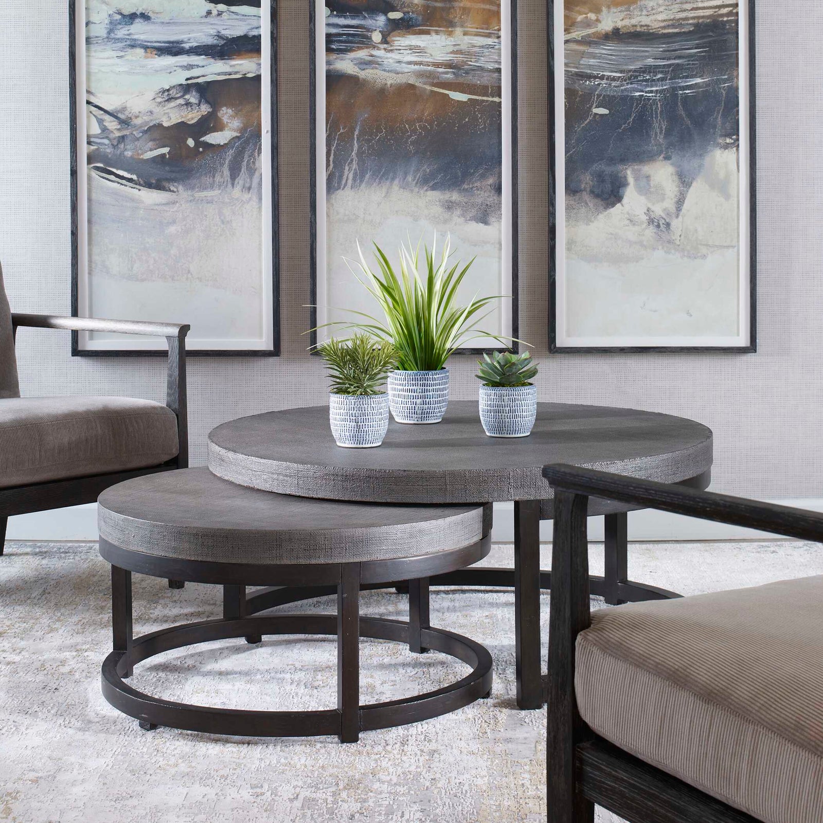American Home Furniture Uttermost Aiyara Gray Nesting Tables, S/2