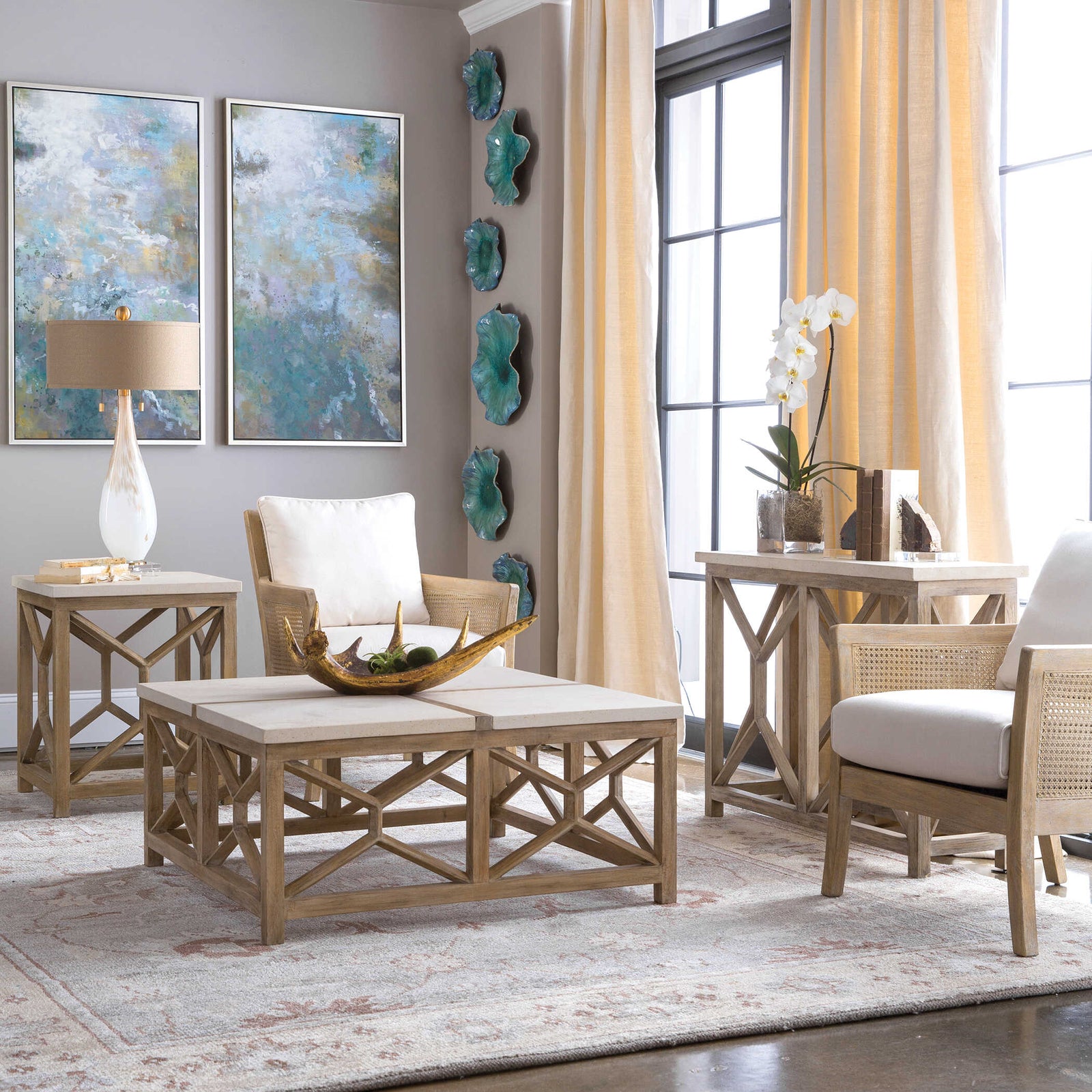 American Home Furniture Uttermost Catali Stone Coffee Table