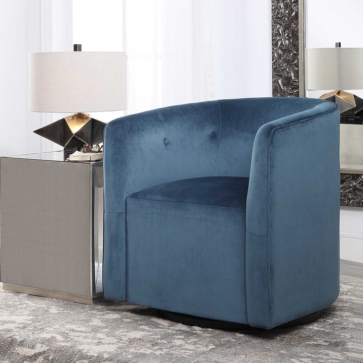 American Home Furniture Uttermost Mallorie Blue Swivel Chair