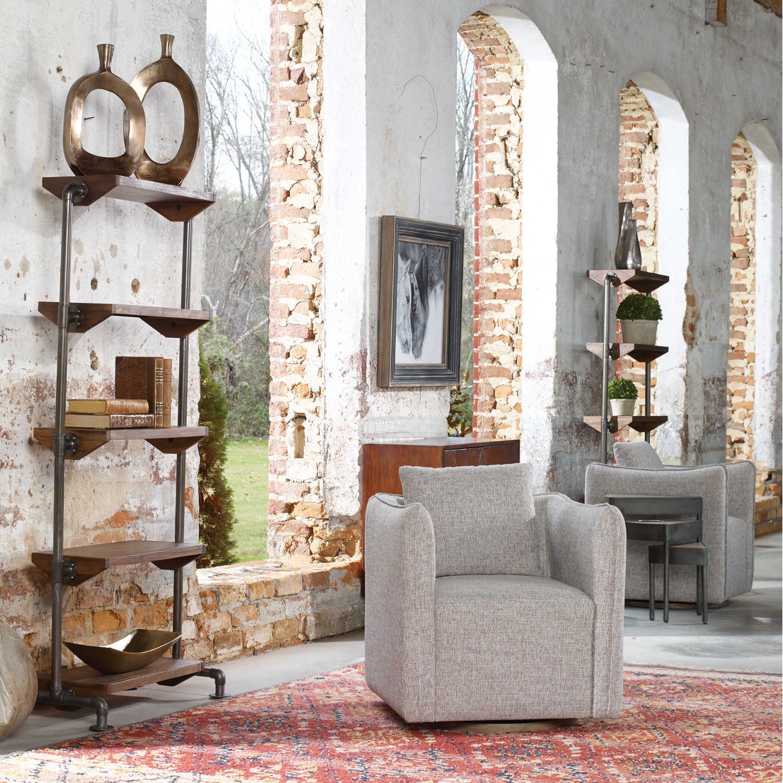American Home Furniture Uttermost Corben Gray Swivel Chair