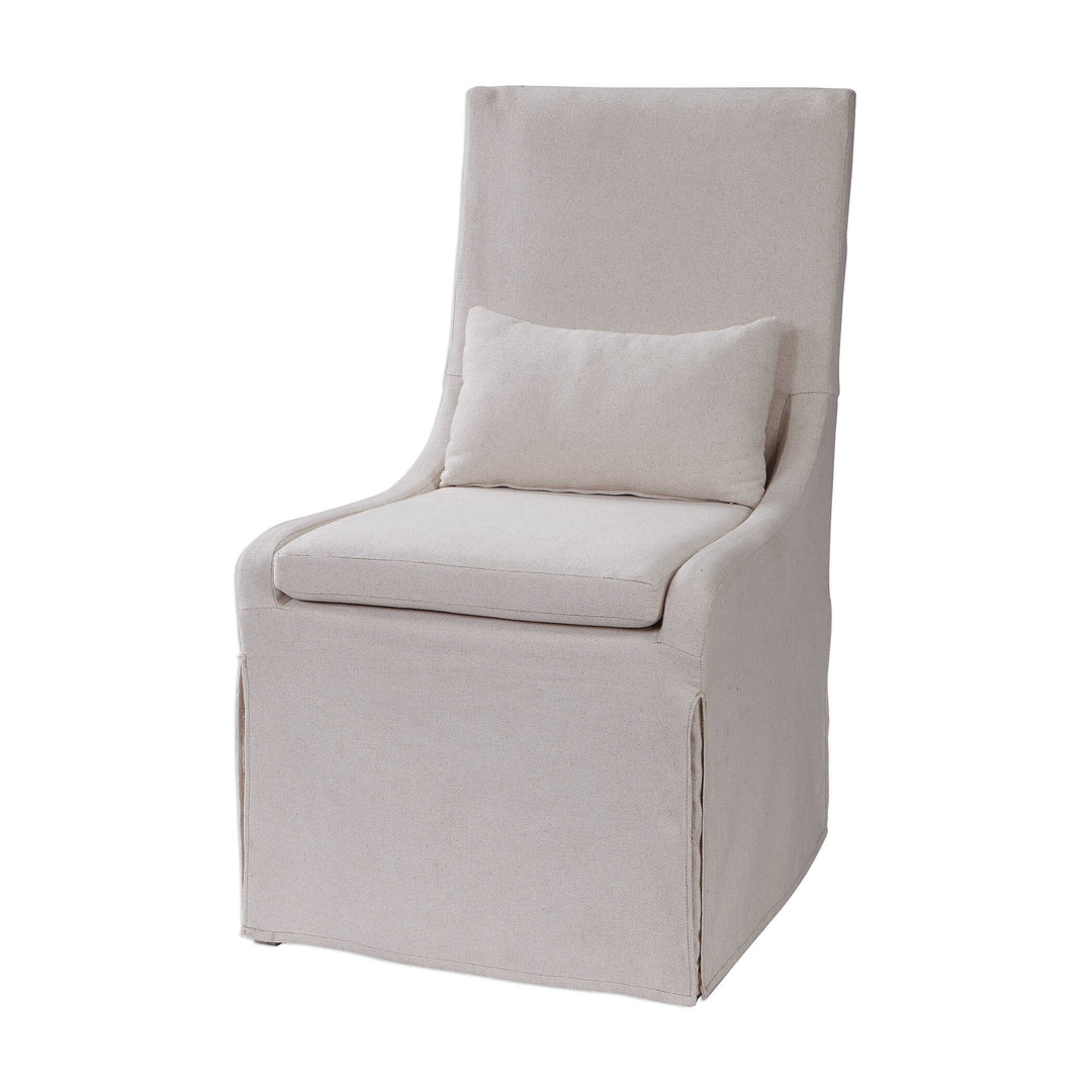 American Home Furniture Uttermost Coley White Linen Armless Chair Set of 2