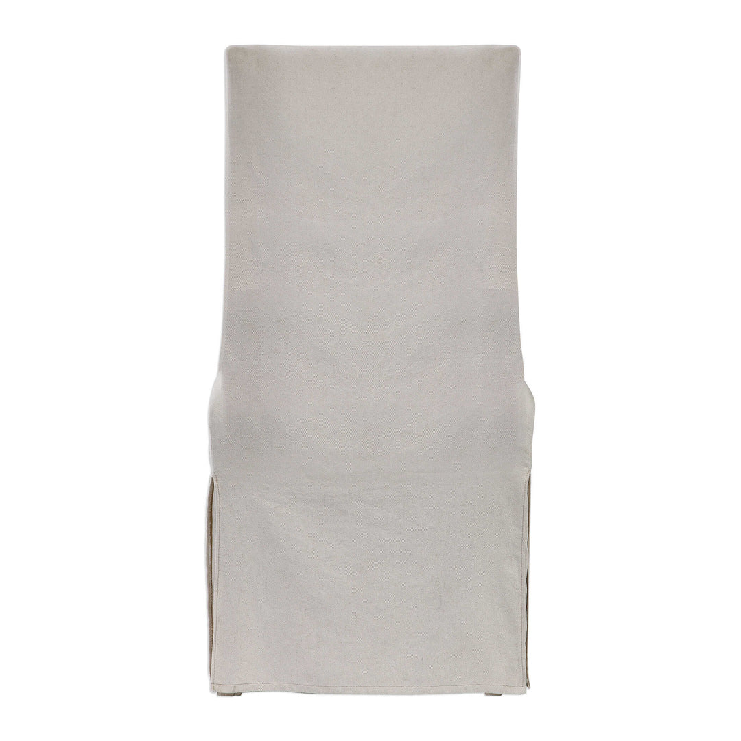 American Home Furniture Uttermost Coley White Linen Armless Chair Set of 2
