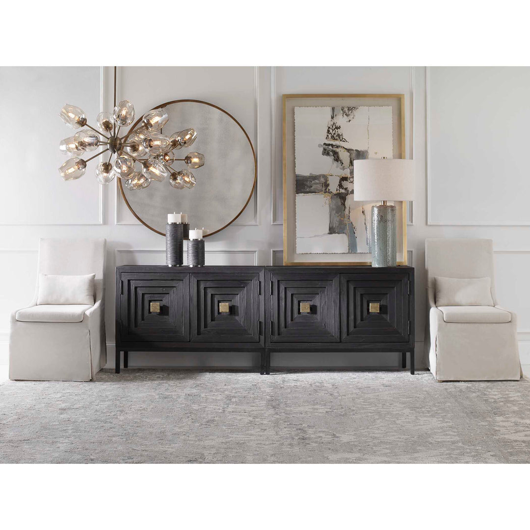 American Home Furniture Uttermost Coley White Linen Armless Chair Set of 2