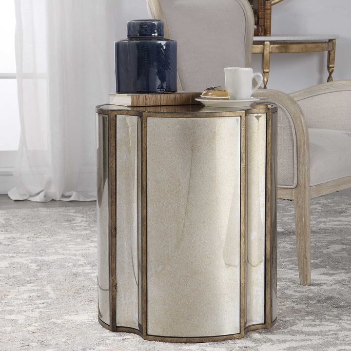 American Home Furniture Uttermost Harlow Mirrored Accent Table