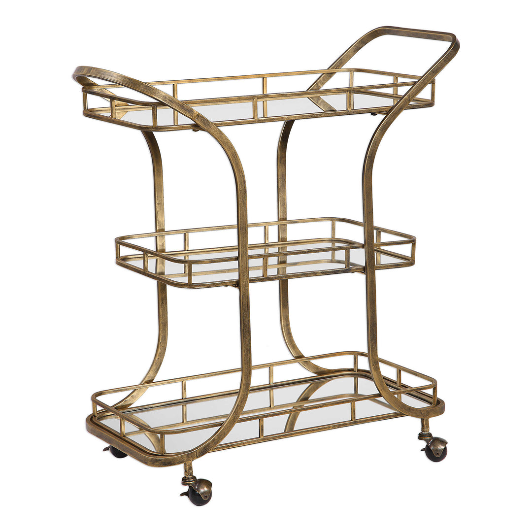 American Home Furniture Uttermost Stassi Gold Serving Cart