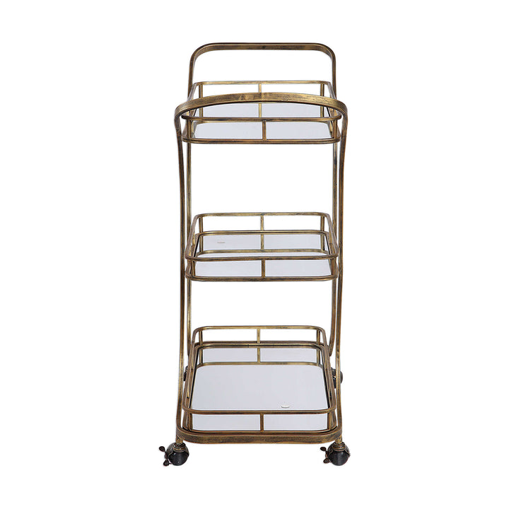 American Home Furniture Uttermost Stassi Gold Serving Cart