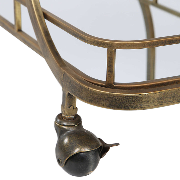 American Home Furniture Uttermost Stassi Gold Serving Cart