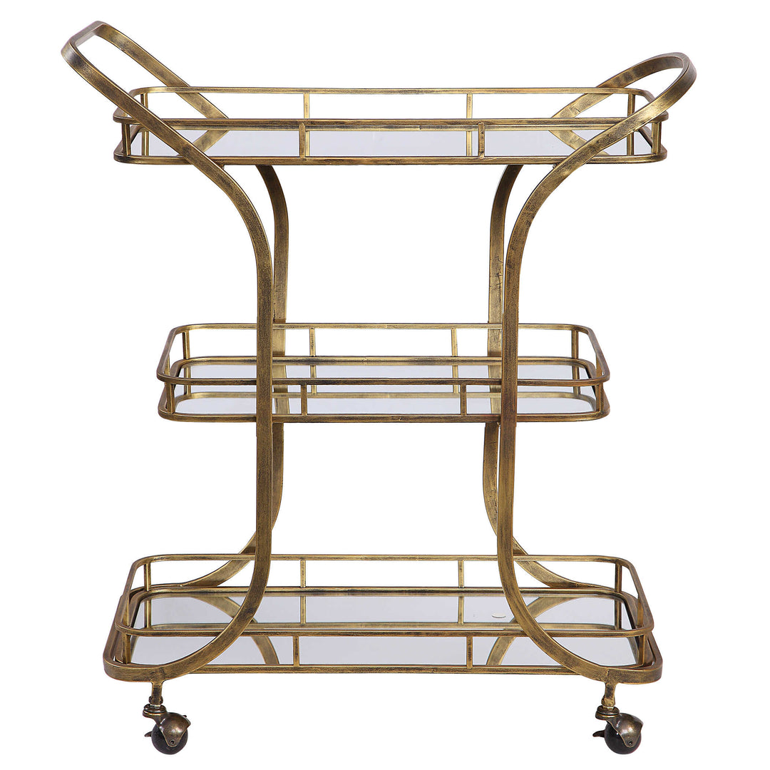 American Home Furniture Uttermost Stassi Gold Serving Cart