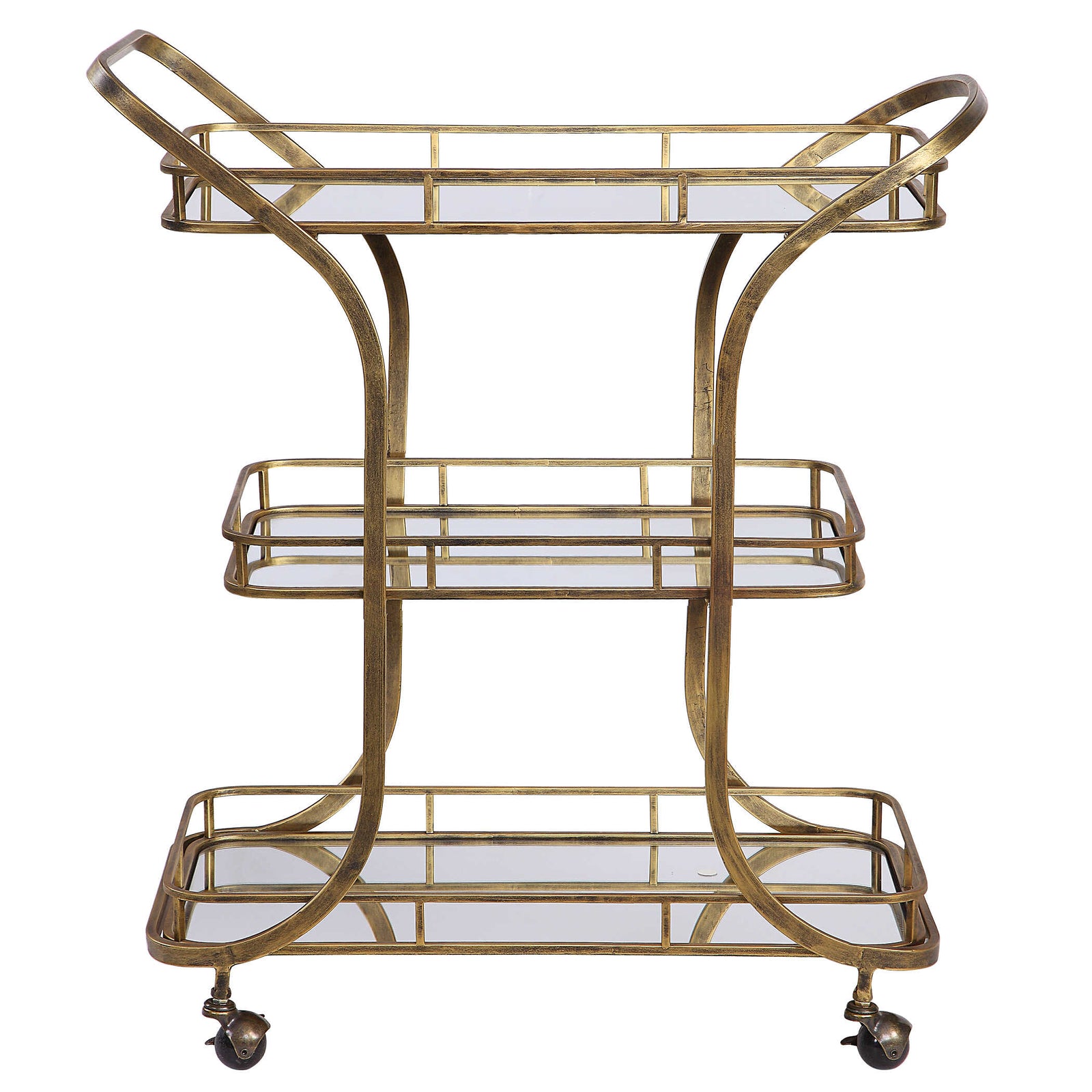 American Home Furniture Uttermost Stassi Gold Serving Cart