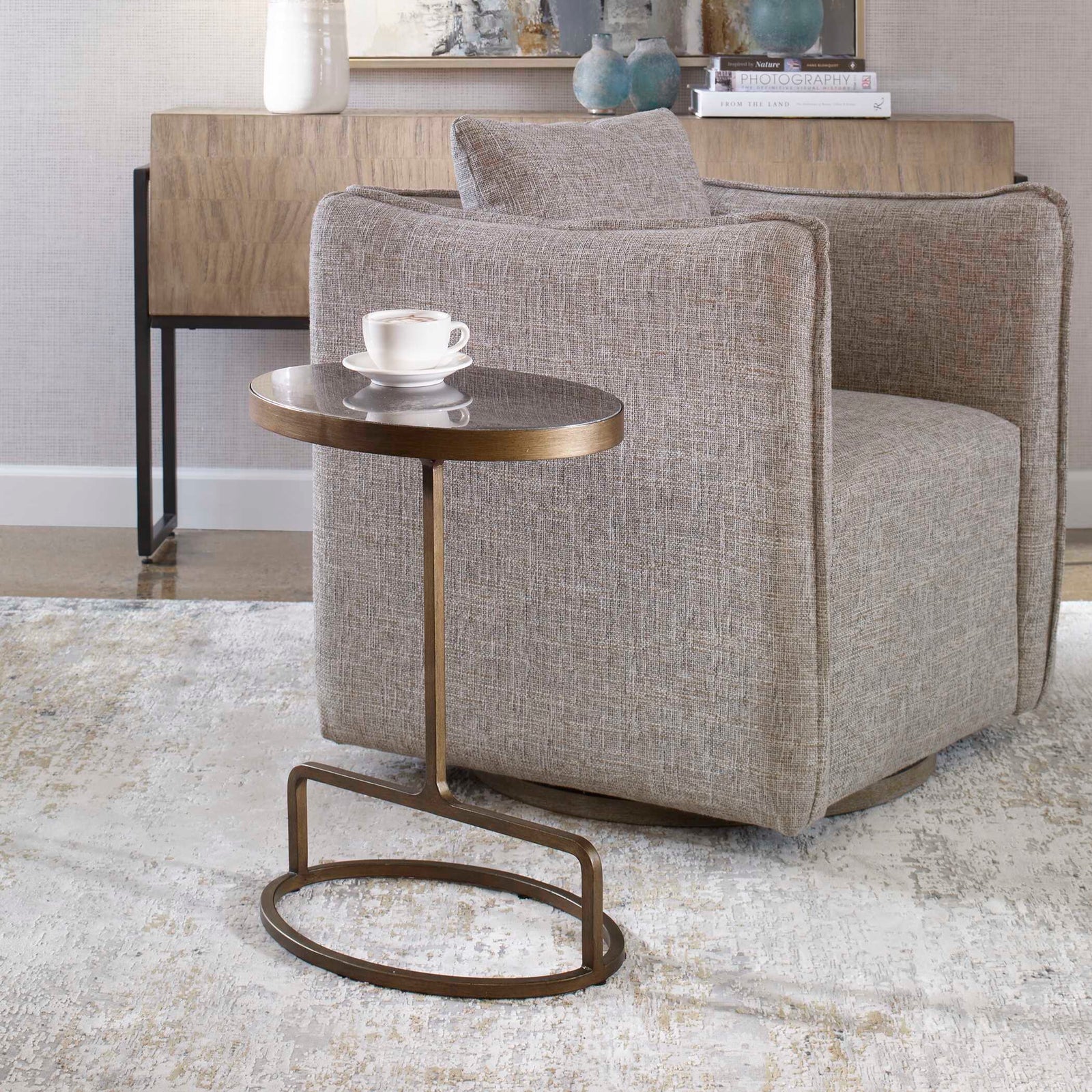 American Home Furniture Uttermost Jessenia Stone Accent Table