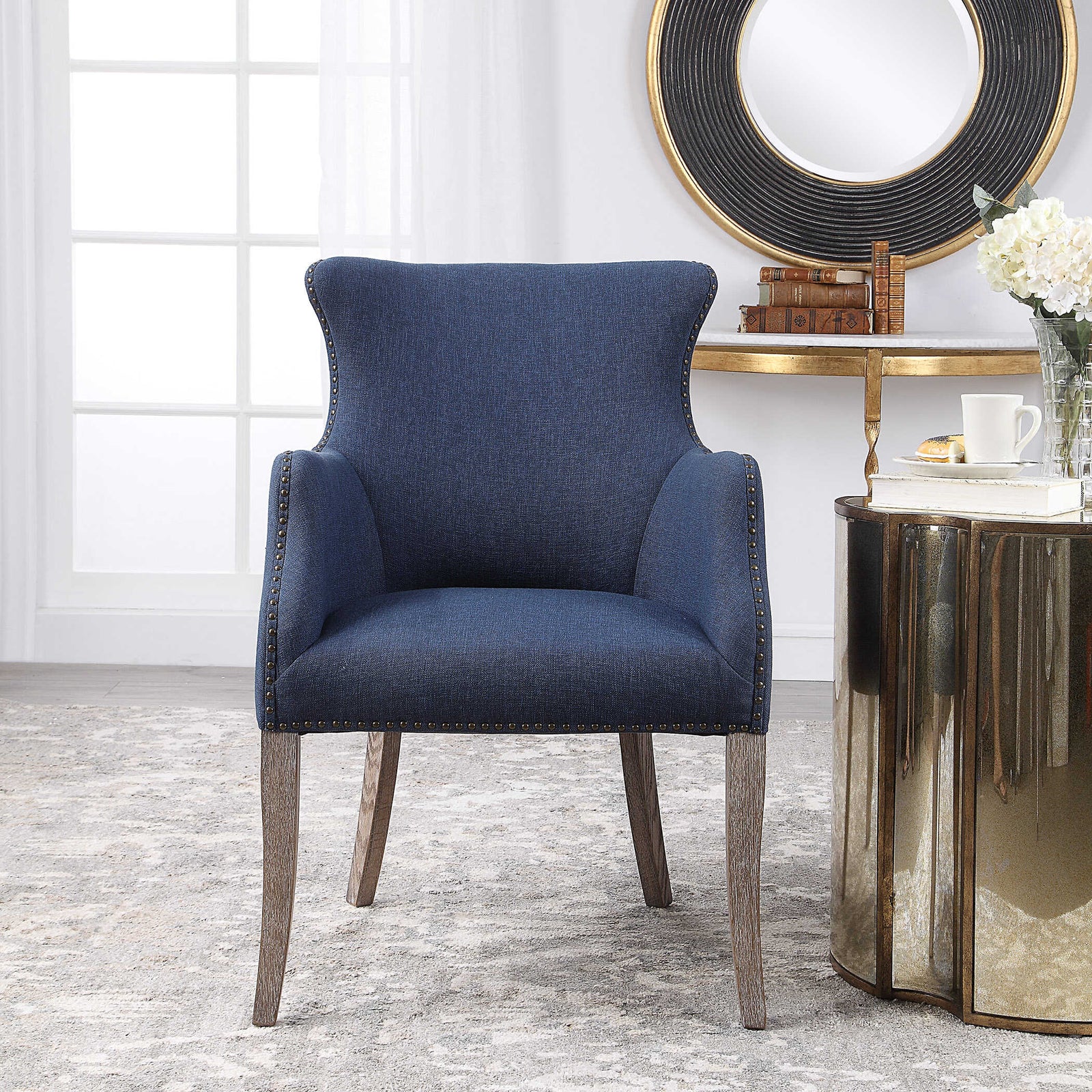 American Home Furniture Uttermost Yareena Blue Wing Chair