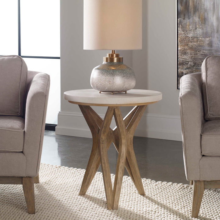American Home Furniture Uttermost Marnie Limestone Side Table