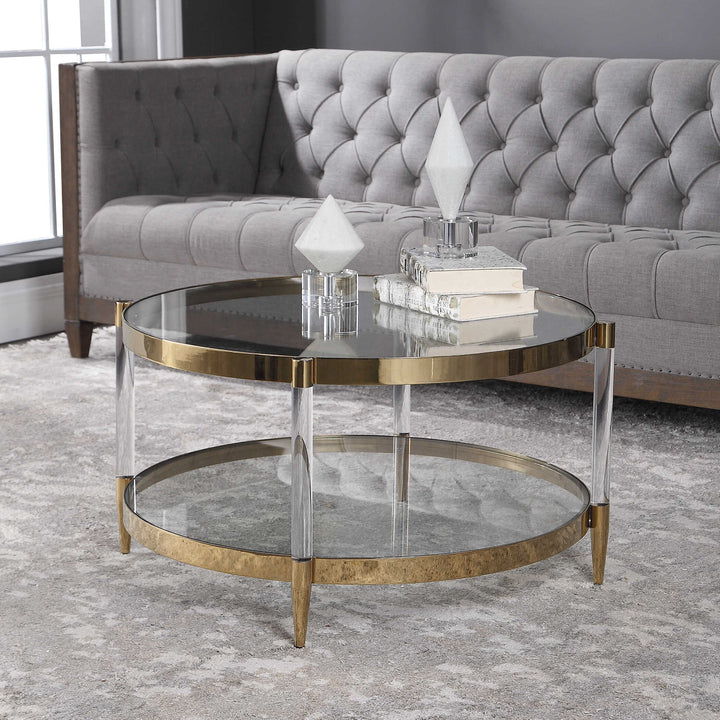 American Home Furniture Uttermost Kellen Glass Coffee Table